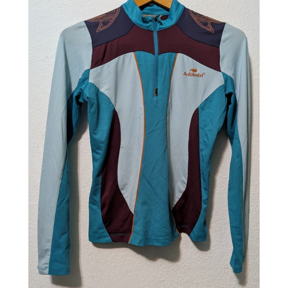 Autobahn 1/4 Zip Womens S Small Blue Maroon Pullover Long Sleeve Jacket (769)